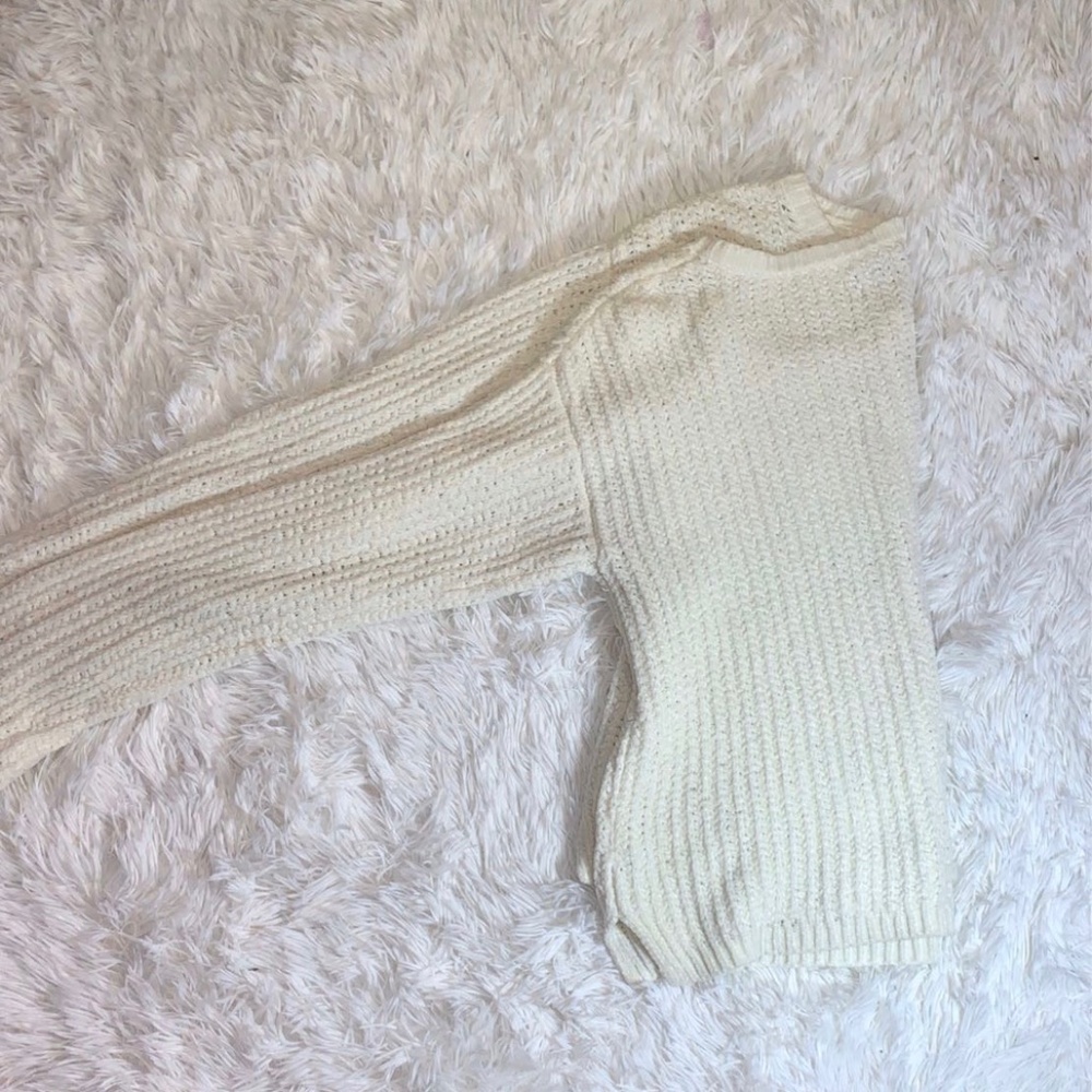 Suede waffle knit sweater